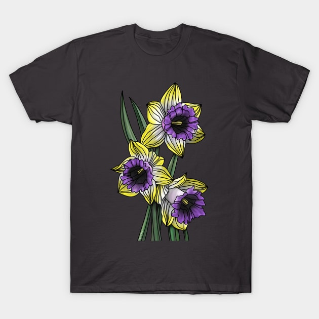 Enby Daffodils T-Shirt by Art by Veya